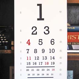 Eye test chart calendar